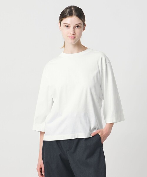 LOEFF（ロエフ）の「＜LOEFF＞スビンコットン ボックス Tシャツ（Tシャツ/カットソー・レディース・ホワイト/ブラック/パープル・FREE）」の4枚目の写真