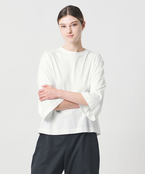 LOEFF（ロエフ）の「＜LOEFF＞スビンコットン ボックス Tシャツ（Tシャツ/カットソー・レディース・ホワイト/ブラック/パープル・FREE）」の5枚目の写真