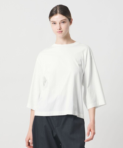 LOEFF（ロエフ）の「＜LOEFF＞スビンコットン ボックス Tシャツ（Tシャツ/カットソー・レディース・ホワイト/ブラック/パープル・FREE）」の6枚目の写真