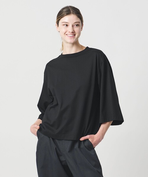 LOEFF（ロエフ）の「＜LOEFF＞スビンコットン ボックス Tシャツ（Tシャツ/カットソー・レディース・ホワイト/ブラック/パープル・FREE）」の9枚目の写真