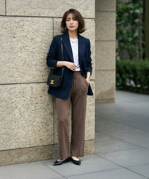 STYLE DELI(スタイルデリ)の「【DELI by】なめらかニットワイドパンツ(その他パンツ・レディース・ダークブラウン/ブラック・FREE)」の7枚目の写真