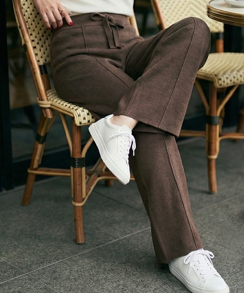 STYLE DELI(スタイルデリ)の「【DELI by】なめらかニットワイドパンツ(その他パンツ・レディース・ダークブラウン/ブラック・FREE)」の10枚目の写真