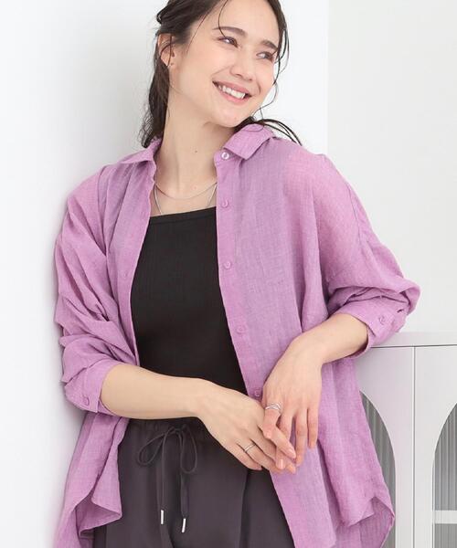 SHOO・LA・RUE（シューラルー）の「【体型カバー】ふんわり質感 やわらかこなれシアーシャツ（シャツ/ブラウス・レディース・イエロー系その他/ブラウン系/ブラック/ブルー/ピンク系/ライトオレンジ系・00）」の5枚目の写真