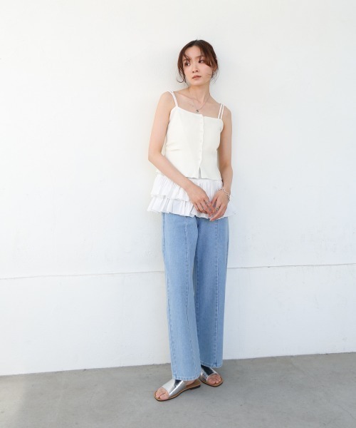 Bab(バブ)の「麻タッチニットキャミトップス(キャミソール・レディース・オフホワイト・MEDIUM)」の4枚目の写真