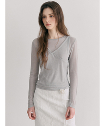 Ribbed Layered T-Shirt SET, Light Grey