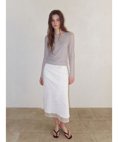ETMON（エトモン）の「Ribbed Layered T-Shirt SET, Light Grey（Tシャツ/カットソー・レディース・その他・F）」の3枚目の写真