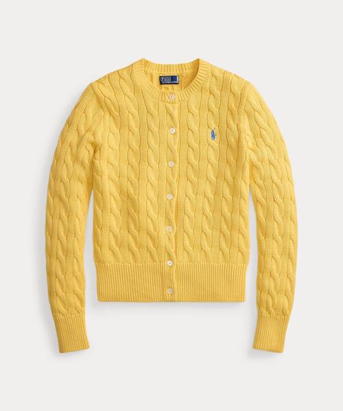 POLO RALPH LAUREN(ポロ ラルフ ローレン)の「ケーブルニット コットン クルーネック カーディガン(カーディガン/ボレロ・レディース・イエロー・S/XS/M/L)」の2枚目の写真