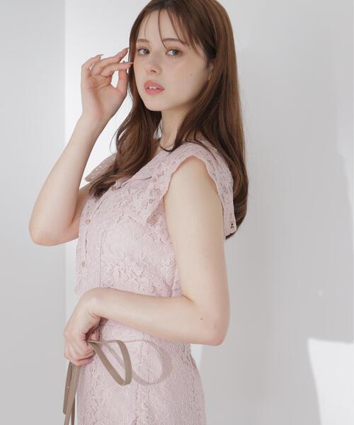 PROPORTION BODY DRESSING(プロポーションボディドレッシング)の「【加藤栞さん着用】<セットアップ対応>衿付きレースブラウス / 1216110404(シャツ/ブラウス・レディース・ピンク/ホワイト系その他/ネイビー・FREE)」の3枚目の写真