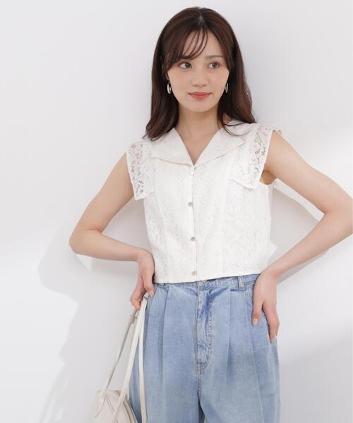 PROPORTION BODY DRESSING（プロポーションボディドレッシング）の「＜セットアップ対応＞衿付きレースブラウス / 1216110404（シャツ/ブラウス・レディース・ピンク/ホワイト系その他/ネイビー・FREE）」の8枚目の写真