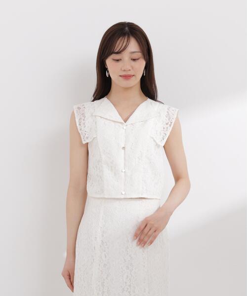 PROPORTION BODY DRESSING（プロポーションボディドレッシング）の「＜セットアップ対応＞衿付きレースブラウス / 1216110404（シャツ/ブラウス・レディース・ピンク/ホワイト系その他/ネイビー・FREE）」の9枚目の写真