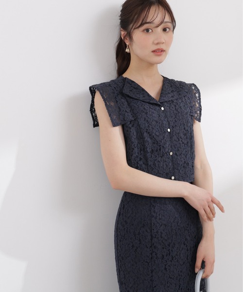 PROPORTION BODY DRESSING（プロポーションボディドレッシング）の「＜セットアップ対応＞衿付きレースブラウス / 1216110404（シャツ/ブラウス・レディース・ピンク/ホワイト系その他/ネイビー・FREE）」の2枚目の写真