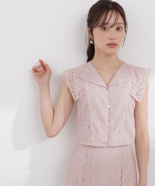 PROPORTION BODY DRESSING（プロポーションボディドレッシング）の「＜セットアップ対応＞衿付きレースブラウス / 1216110404（シャツ/ブラウス・レディース・ピンク/ホワイト系その他/ネイビー・FREE）」の3枚目の写真