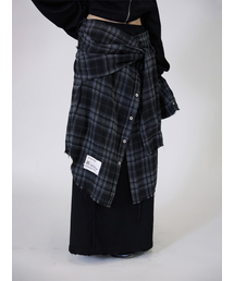WHOLE PAPER（ホールペーパー）の「チェックウォッシングシャツスカート（ブラック）（スカート）」