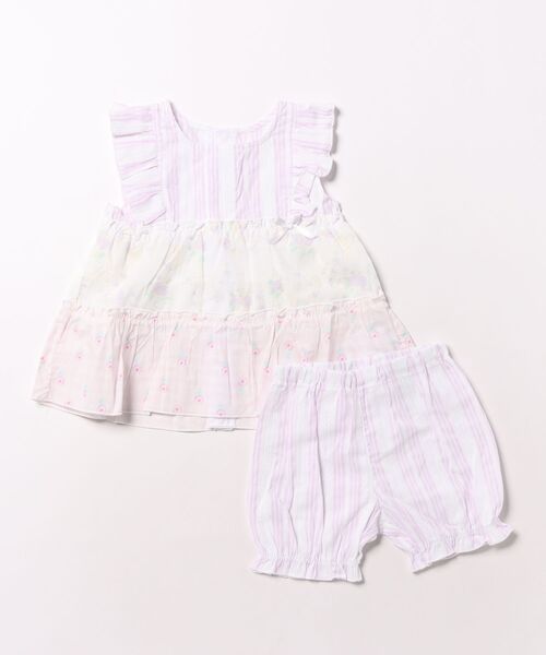 SLAP SLIP BABY（スラップスリップベビー）の「【お揃い】切り替えティアードワンピースブルマ付きセットアップベビー(70~80cm)（その他ベビーウェア・キッズ・イエロー系その他/パープル系その他・FREE）」の2枚目の写真