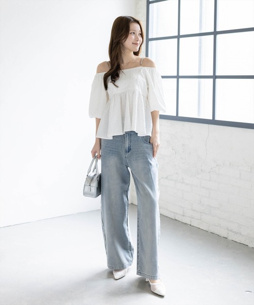 clear（クリア）の「肩ビジュー2wayラインストーンフクレジャガードブラウス[骨格ウェーブ 大人 フェミニン 上品]（シャツ/ブラウス・レディース・オフホワイト/ベージュ/ブラック・F）」の18枚目の写真