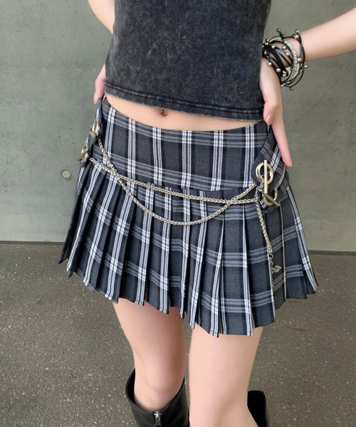 VEILA(ヴェイラ)の「チェック柄プリーツスカート(スカート・レディース・カーキ/ブラック・S/M/L)」の2枚目の写真