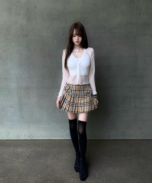 VEILA(ヴェイラ)の「チェック柄プリーツスカート(スカート・レディース・カーキ/ブラック・S/M/L)」の15枚目の写真
