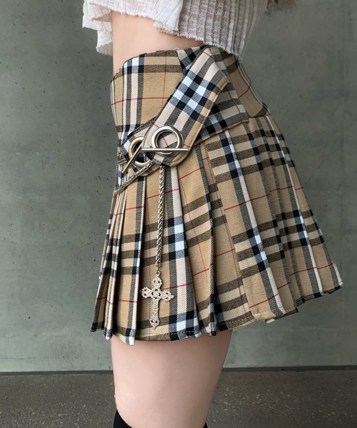 VEILA(ヴェイラ)の「チェック柄プリーツスカート(スカート・レディース・カーキ/ブラック・S/M/L)」の16枚目の写真