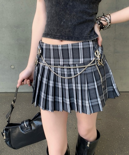 VEILA(ヴェイラ)の「チェック柄プリーツスカート(スカート・レディース・カーキ/ブラック・S/M/L)」の12枚目の写真