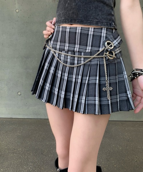 VEILA(ヴェイラ)の「チェック柄プリーツスカート(スカート・レディース・カーキ/ブラック・S/M/L)」の11枚目の写真