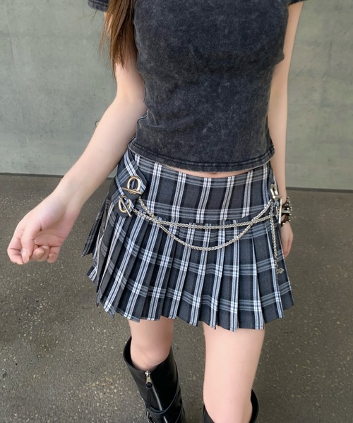 VEILA(ヴェイラ)の「チェック柄プリーツスカート(スカート・レディース・カーキ/ブラック・S/M/L)」の9枚目の写真