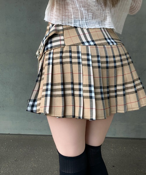 VEILA(ヴェイラ)の「チェック柄プリーツスカート(スカート・レディース・カーキ/ブラック・S/M/L)」の18枚目の写真