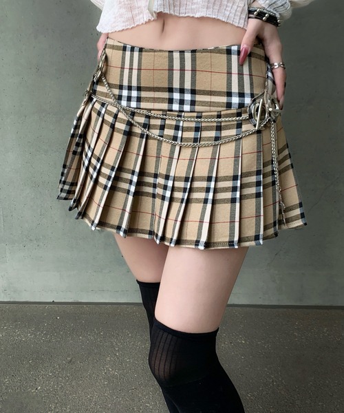 VEILA(ヴェイラ)の「チェック柄プリーツスカート(スカート・レディース・カーキ/ブラック・S/M/L)」の5枚目の写真