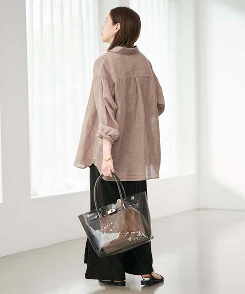 IENA maison リネンコットンブラウス◆ナチュラル　新品 追加》リネンコットンレギュラーシャツ（シャツ/ブラウス）｜SLOBE