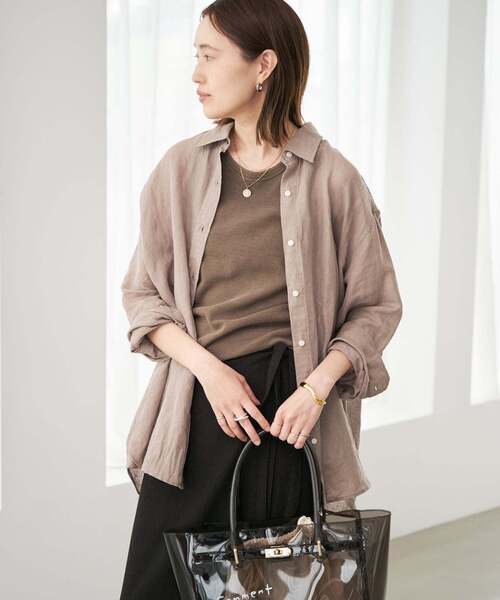 SLOBE IENA(スローブイエナ)の「リネンコットンカシュクールシャツ(シャツ/ブラウス・レディース・ネイビー/ベージュ/ピンク/ホワイト・FREE)」の19枚目の写真