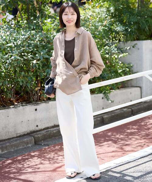 SLOBE IENA(スローブイエナ)の「リネンコットンカシュクールシャツ(シャツ/ブラウス・レディース・ネイビー/ベージュ/ピンク/ホワイト・FREE)」の20枚目の写真