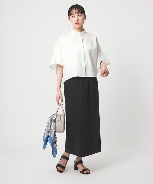 グリーンレーベルリラクシング　新品 シャツ　ブラウス　フレアスリーブブラウス フレアスリーブ ブラウス 接触冷感（シャツ/ブラウス）｜green label