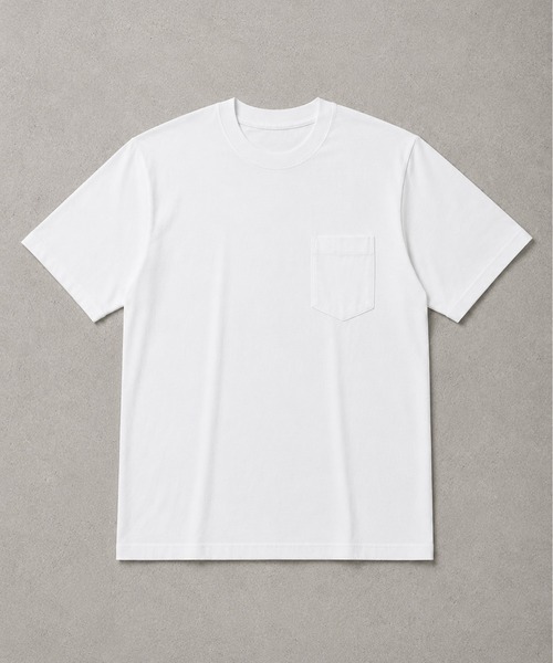 ZIP FIVE(ジップファイブ)の「高密度編み USAコットン 100% 天竺ポケット付き半袖無地プレーンTシャツ &ボーダーTシャツ(Tシャツ/カットソー・メンズ・ホワイト系/ブラック/グレー系/ブルー/グレー/オフホワイト/ブラック系/イエロー/レッド/ブラウン/ホワイト系1・X-LARGE/LARGE/MEDIUM)」の2枚目の写真