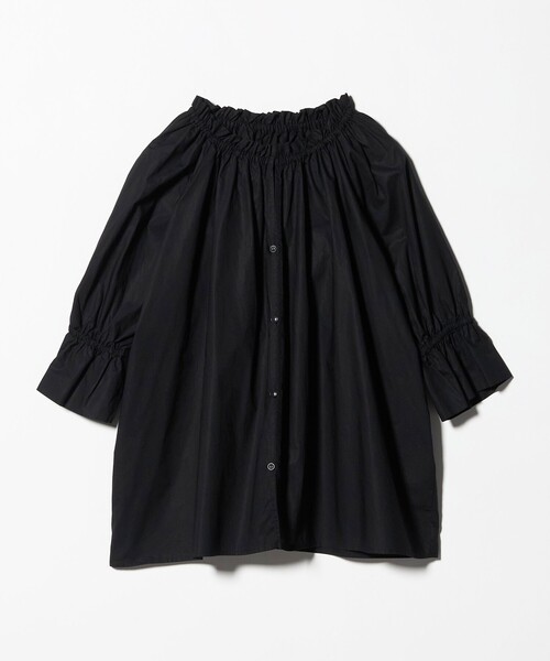 A DAY IN THE LIFE UNITED ARROWS(アデイインザライフユナイテッドアローズ)の「コットン ギャザーネック 2WAY シャツブラウス <A DAY IN THE LIFE>(シャツ/ブラウス・レディース・オフホワイト/ブラック・FREE)」の2枚目の写真