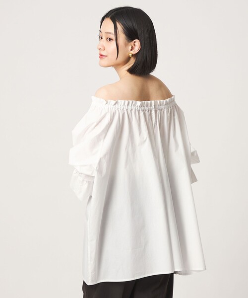 A DAY IN THE LIFE UNITED ARROWS(アデイインザライフユナイテッドアローズ)の「コットン ギャザーネック 2WAY シャツブラウス <A DAY IN THE LIFE>(シャツ/ブラウス・レディース・オフホワイト/ブラック・FREE)」の6枚目の写真