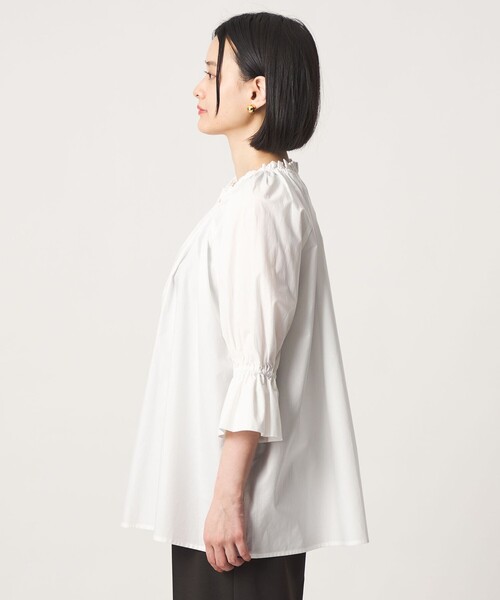 A DAY IN THE LIFE UNITED ARROWS(アデイインザライフユナイテッドアローズ)の「コットン ギャザーネック 2WAY シャツブラウス <A DAY IN THE LIFE>(シャツ/ブラウス・レディース・オフホワイト/ブラック・FREE)」の10枚目の写真