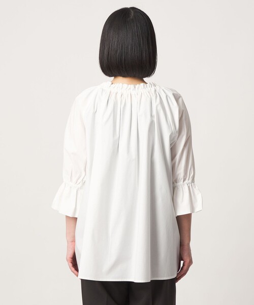 A DAY IN THE LIFE UNITED ARROWS(アデイインザライフユナイテッドアローズ)の「コットン ギャザーネック 2WAY シャツブラウス <A DAY IN THE LIFE>(シャツ/ブラウス・レディース・オフホワイト/ブラック・FREE)」の11枚目の写真