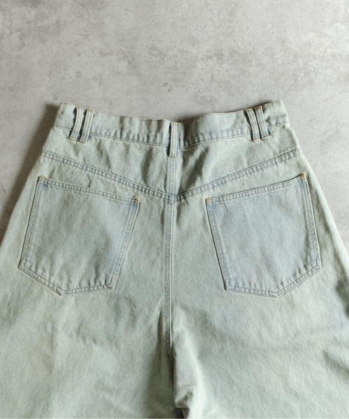 many men many mind(メニーメンメニーマインド)の「MANYMENMANYMINDS / 泥加工デニム/タックワイドショートパンツ(デニムパンツ・メンズ・サックスブルー/ブラック/ブルー・LARGE/MEDIUM)」の7枚目の写真