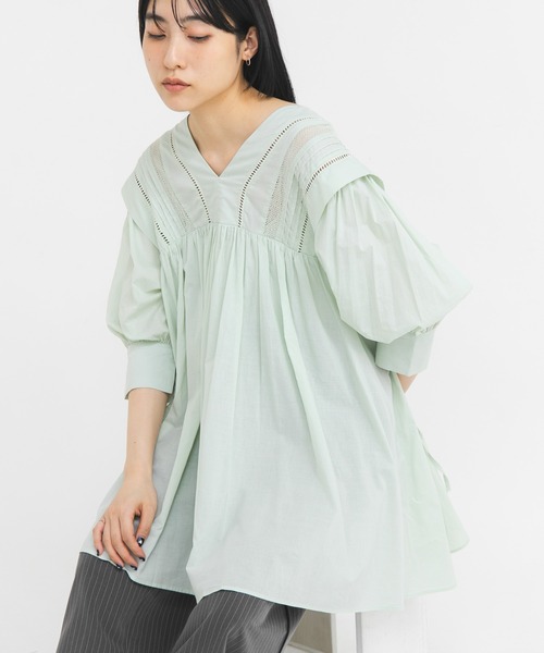 KBF（ケイビーエフ）の「2WAYレースドッキングミニワンピース（ワンピース・レディース・グリーン系その他/オフホワイト/チャコールグレー・ONE）」の3枚目の写真