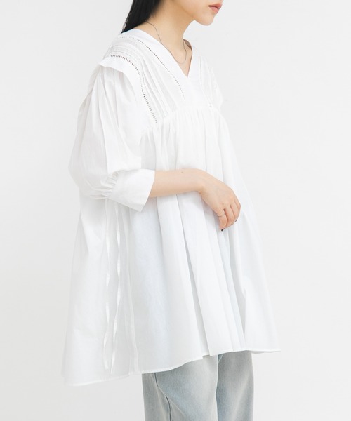 KBF（ケイビーエフ）の「2WAYレースドッキングミニワンピース（ワンピース・レディース・グリーン系その他/オフホワイト/チャコールグレー・ONE）」の5枚目の写真