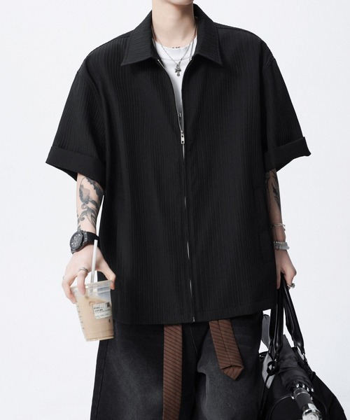 JOHNNY WOLF(ジョニーウルフ)の「GREED ルーズ ジップアップ シャツジャケット(シャツ/ブラウス・メンズ・ブラック/ホワイト・XL/L/M)」の3枚目の写真