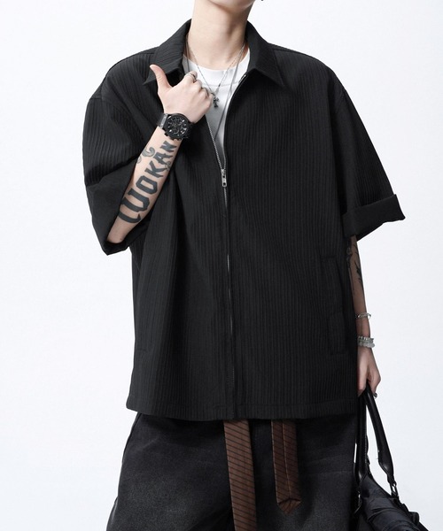 JOHNNY WOLF(ジョニーウルフ)の「GREED ルーズ ジップアップ シャツジャケット(シャツ/ブラウス・メンズ・ブラック/ホワイト・XL/L/M)」の4枚目の写真