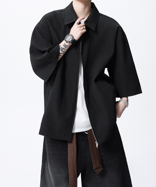 JOHNNY WOLF(ジョニーウルフ)の「GREED ルーズ ジップアップ シャツジャケット(シャツ/ブラウス・メンズ・ブラック/ホワイト・XL/L/M)」の5枚目の写真