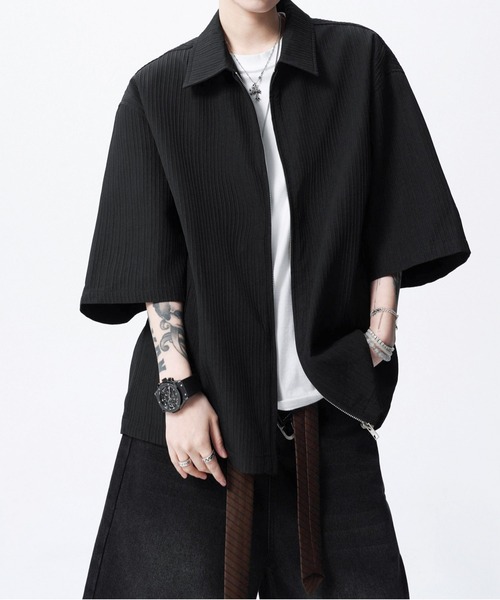 JOHNNY WOLF(ジョニーウルフ)の「GREED ルーズ ジップアップ シャツジャケット(シャツ/ブラウス・メンズ・ブラック/ホワイト・XL/L/M)」の6枚目の写真