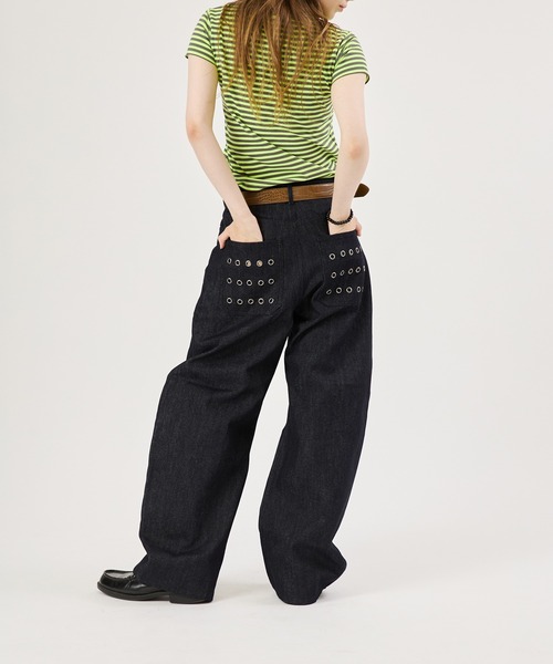 FTW(エフティダブリュー)の「ASSORT EYELET PANTS(その他パンツ・レディース・インディゴブルー/オフホワイト/ブラック・MEDIUM/LARGE/SMALL)」の5枚目の写真