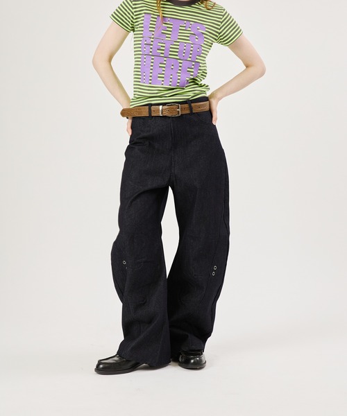 FTW(エフティダブリュー)の「ASSORT EYELET PANTS(その他パンツ・レディース・インディゴブルー/オフホワイト/ブラック・MEDIUM/LARGE/SMALL)」の4枚目の写真