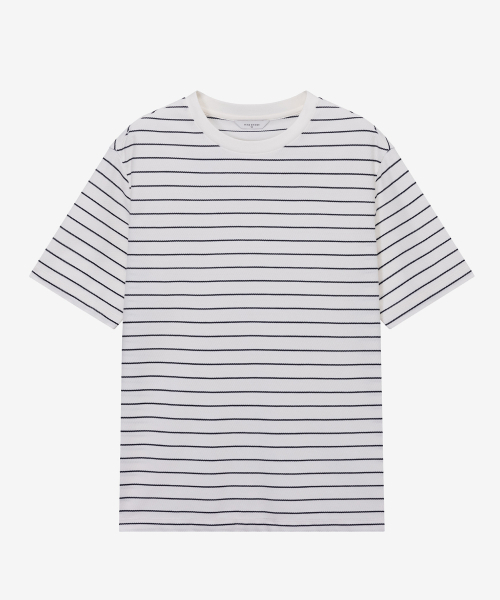 MINDBRIDGE(マインドブリッジ)の「ツイルストライプセミオーバーフィット半袖Tシャツ(Tシャツ/カットソー・メンズ・ホワイト・95/100/105/110)」の2枚目の写真