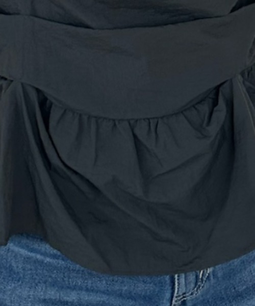 umune(ウムネ)の「Tシャツ 半袖 ビスチェ風 レイヤード風 ドッキング ギャザー シャーリング 切替 体型カバー デザインTシャツ トップス 夏(Tシャツ/カットソー・レディース・ブラウン/ネイビー/チャコールグレー・FREE)」の22枚目の写真