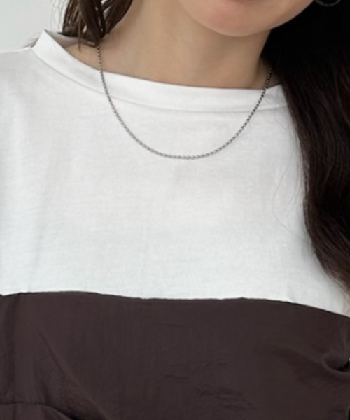 umune(ウムネ)の「Tシャツ 半袖 ビスチェ風 レイヤード風 ドッキング ギャザー シャーリング 切替 体型カバー デザインTシャツ トップス 夏(Tシャツ/カットソー・レディース・ブラウン/ネイビー/チャコールグレー・FREE)」の15枚目の写真