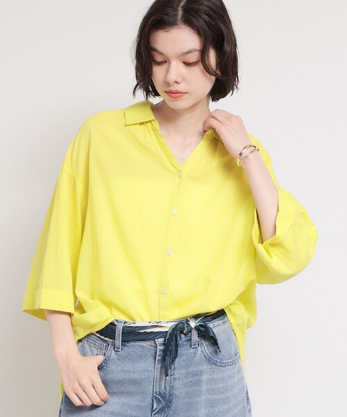 THE SHOP TK (ザ ショップ ティーケー )の「ポジティブカラーが映える バイオウォッシュバックギャザーシャツ(シャツ/ブラウス・レディース・ブルー/イエロー系その他/ピンク系その他/スミクロ・12/13)」の5枚目の写真