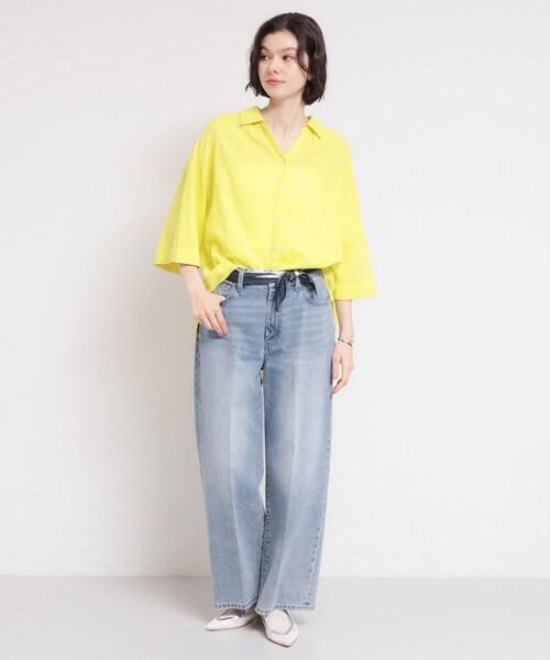 THE SHOP TK (ザ ショップ ティーケー )の「ポジティブカラーが映える バイオウォッシュバックギャザーシャツ(シャツ/ブラウス・レディース・ブルー/イエロー系その他/ピンク系その他/スミクロ・12/13)」の7枚目の写真